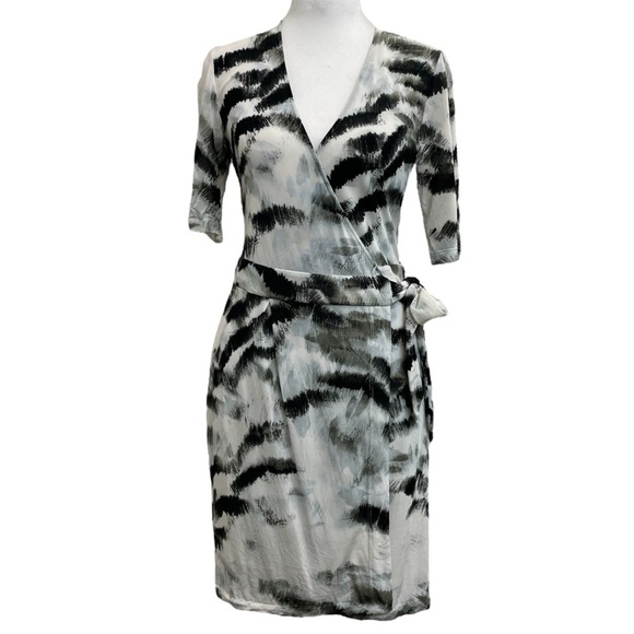 Roberto Cavalli Just Cavalli Black & White Print Wrap Mini Dress - Picture 1 of 11